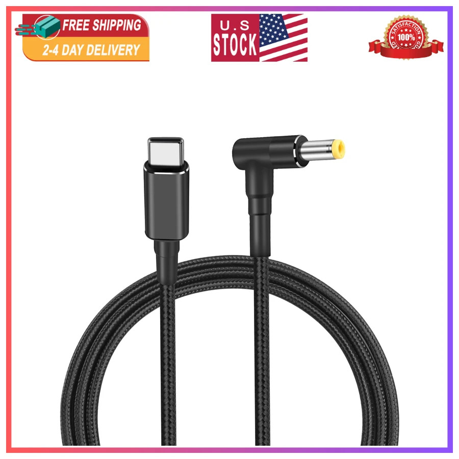 100W USB C to DC 5.5x2.5mm Power Cable 90 Degree PD Charging Cord 1.8M