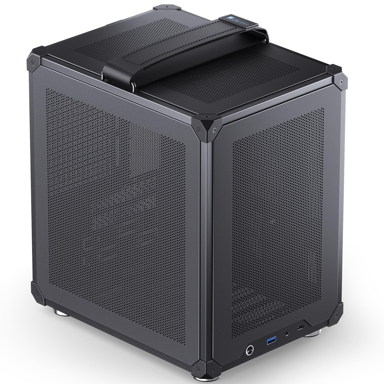 C6-ITX Black Mini ITX Handled Mesh PC Case, Simple Compact Desktop Chassis, S...