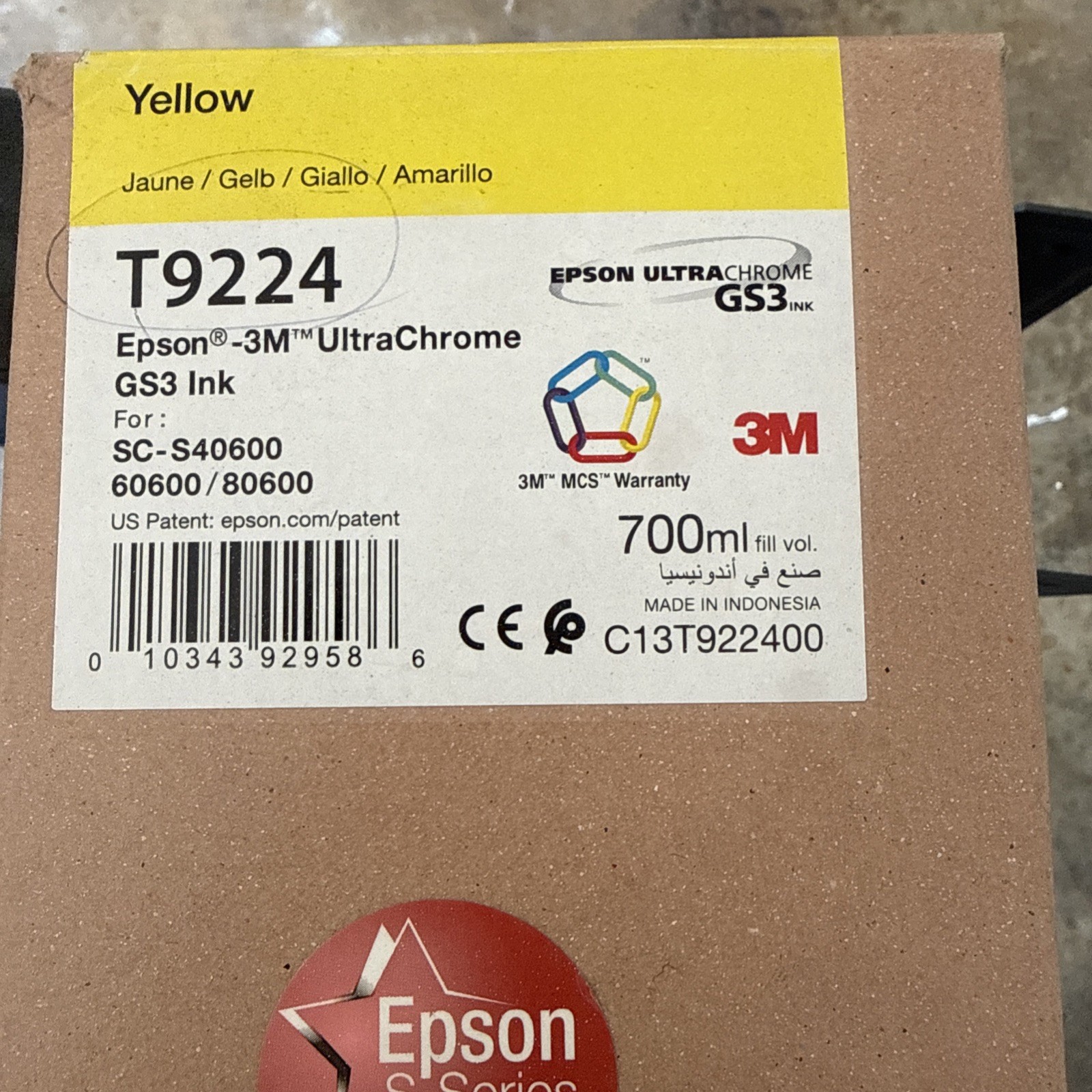 Epson T9224 Yellow Ink Cartridge Genuine New Sealed