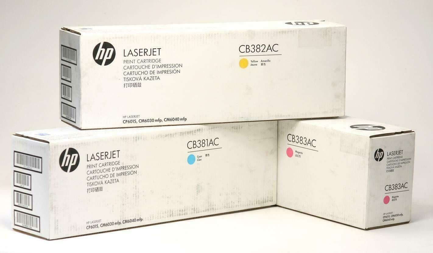 New 3 x Genuine HP LaserJet CP6015de CP6015dn CB383A CB381A CB382A