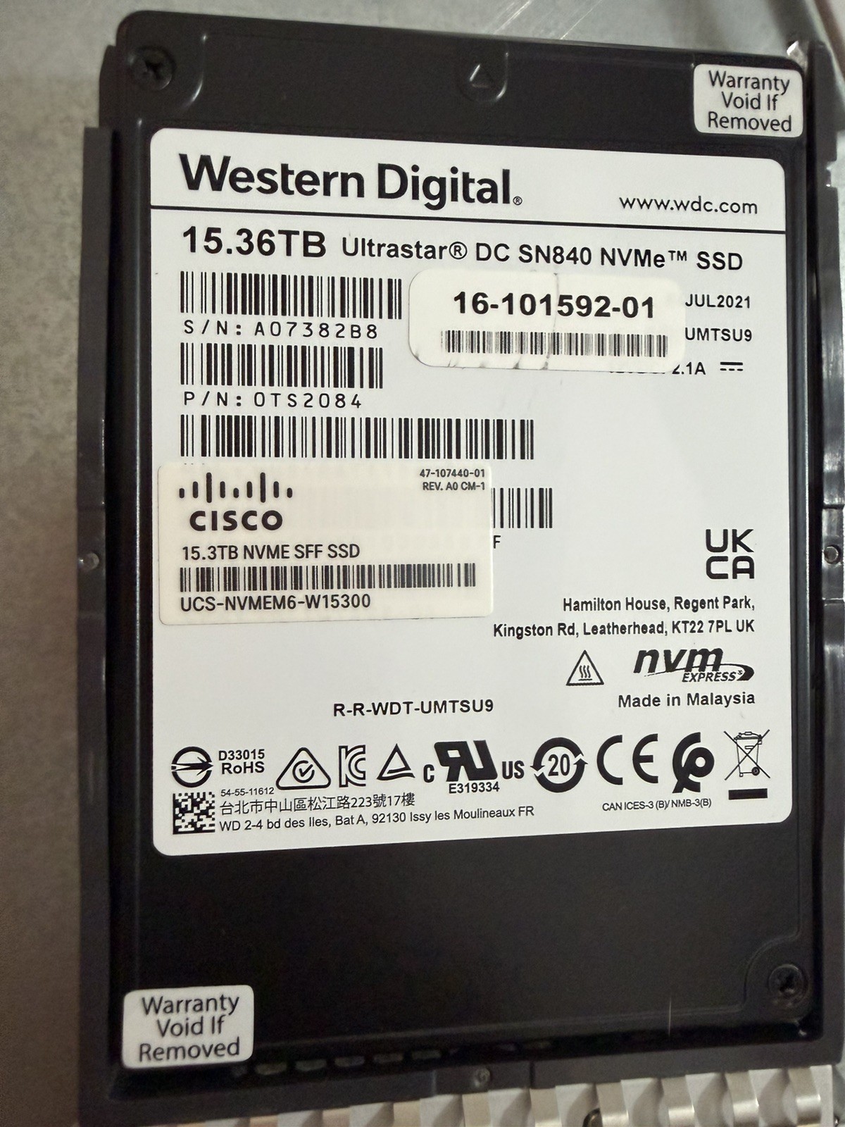 WD Ultrastar DC SN840 15.36TB NVMe U.2 SSD 