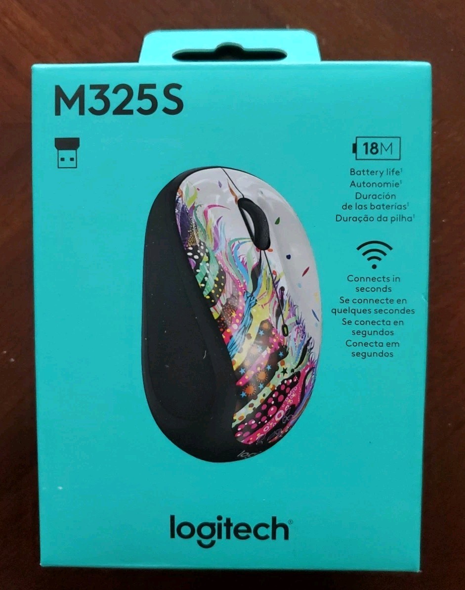 Logitech M325s Celebration Black USB Wireless Mouse (910-007525) - New