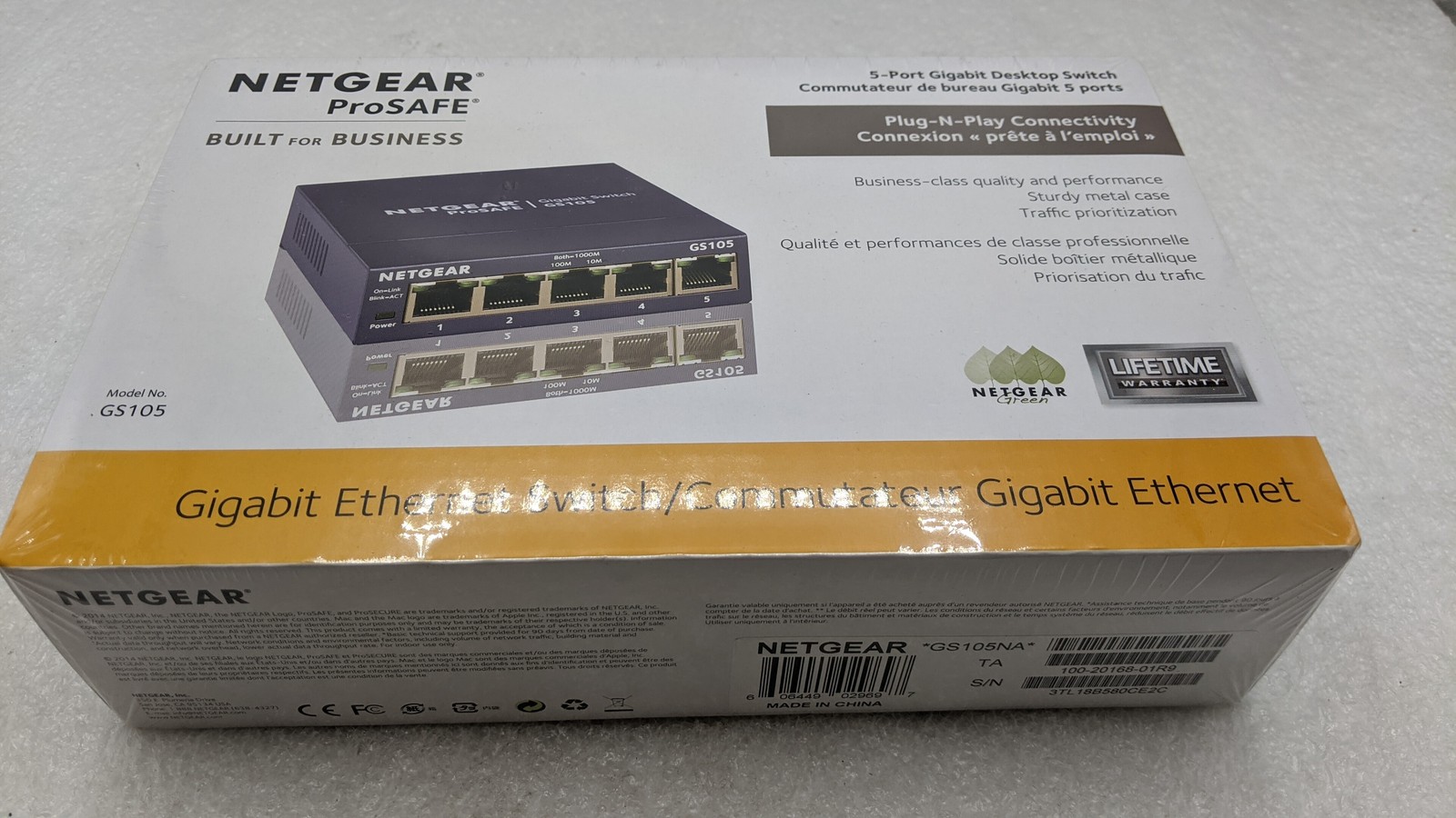 SEALED Netgear Plug And Play 5-Port gigabit Ethernet Unmanaged Switch - GS105