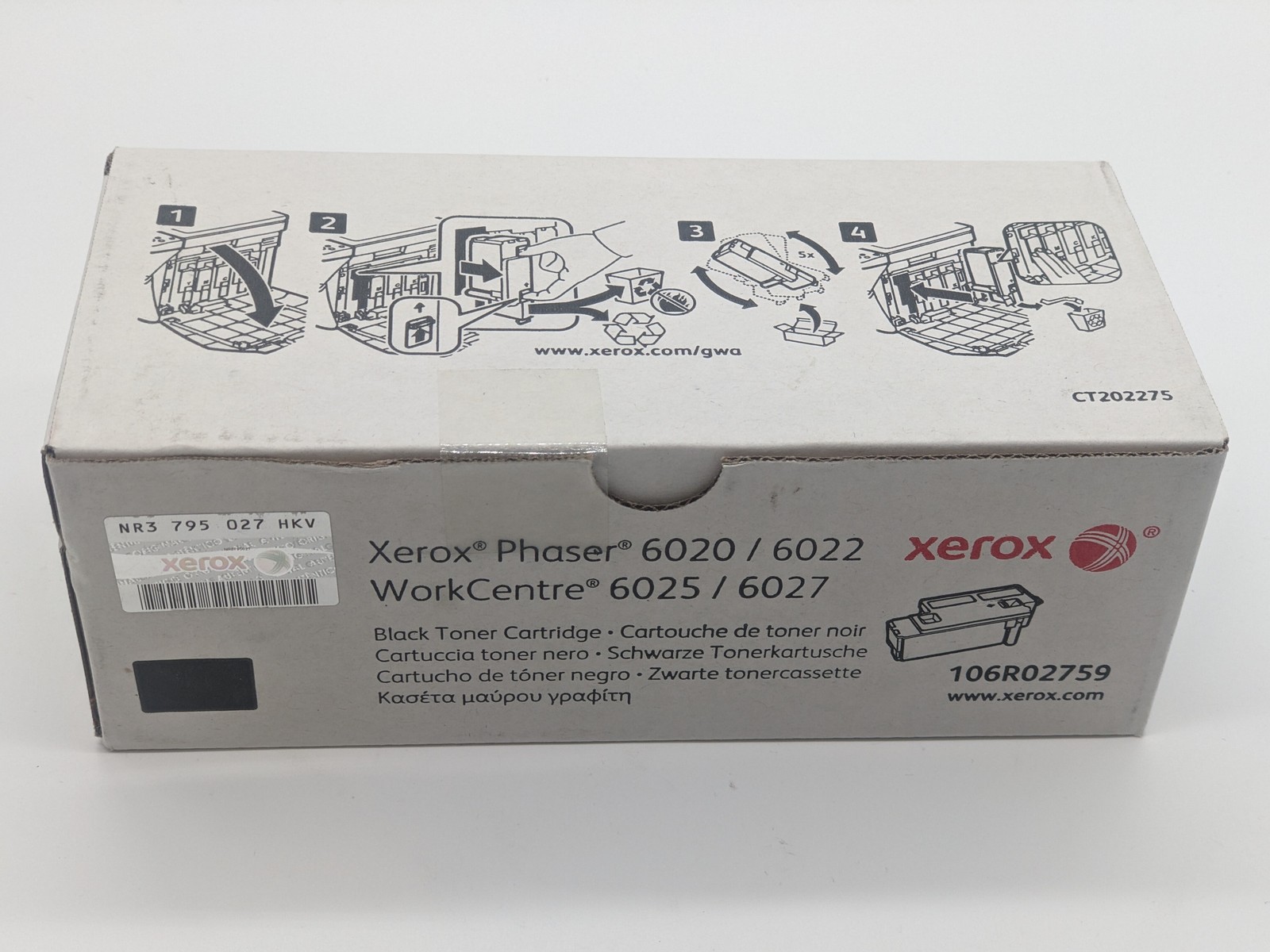 SEALED Xerox 106R02759 Standard Yield Black Toner Cartridge for Phaser 6020 6022