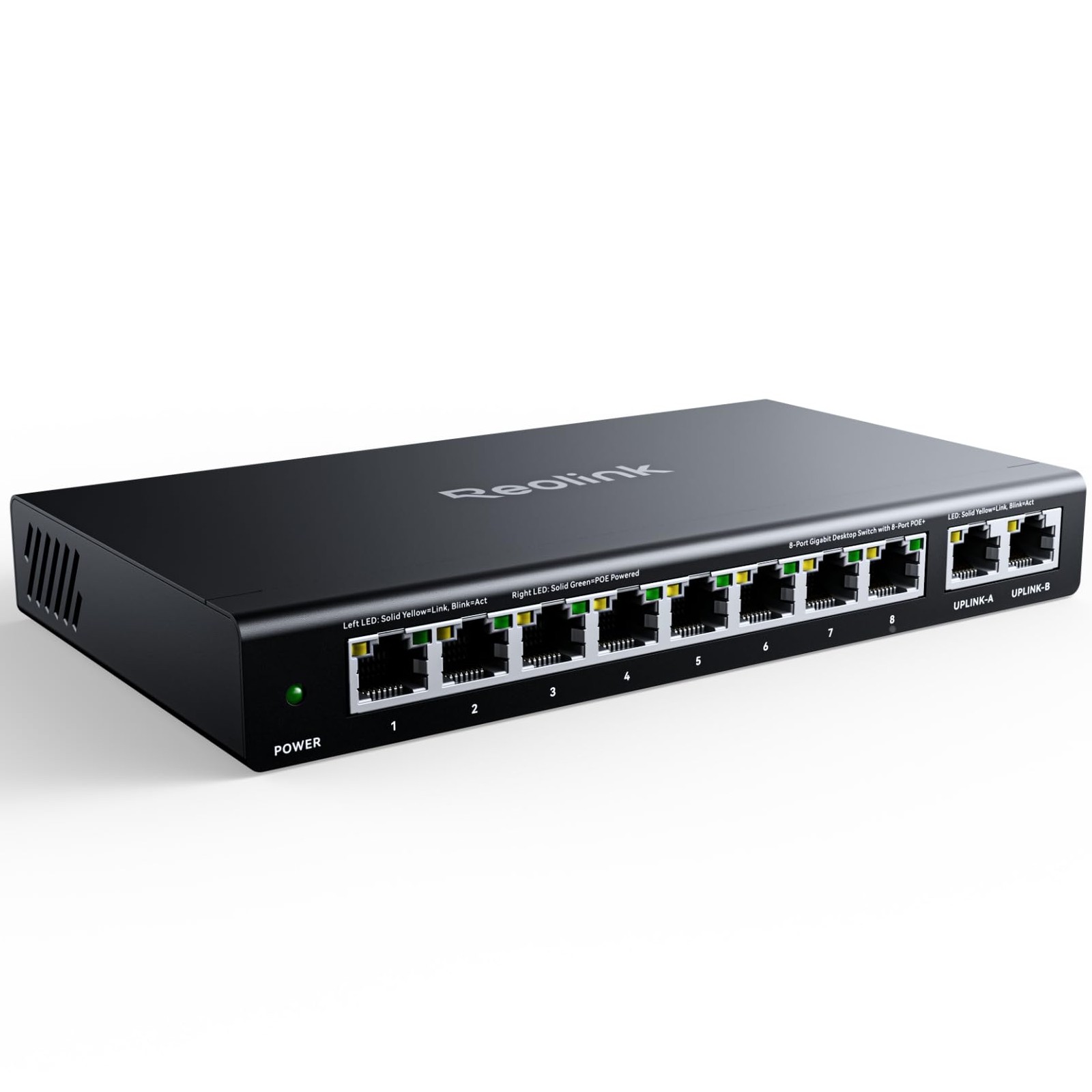 REOLINK PoE Switch with 8 PoE and 2 Gigabit Uplink Ports RLA-PS1