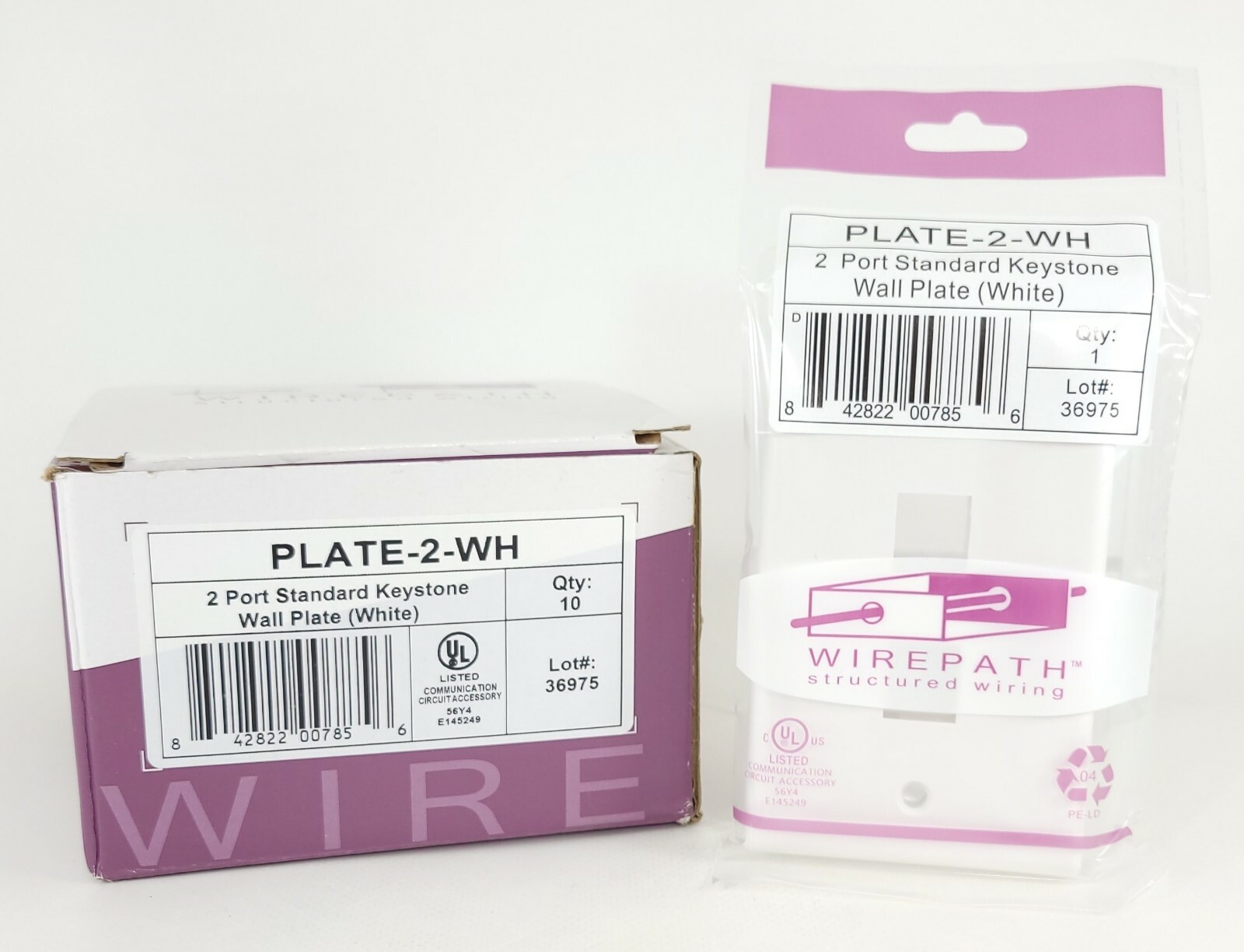 WIREPATH 2 PORT STANDARD KEYSTONE WALL PLATE WHITE 10 PACK PLATE-2-WH