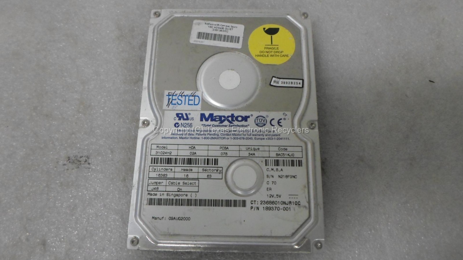 Maxtor 31024H2 189370-001 203139-001 10.1GB 5400 RPM IDE Hard Drive TESTED