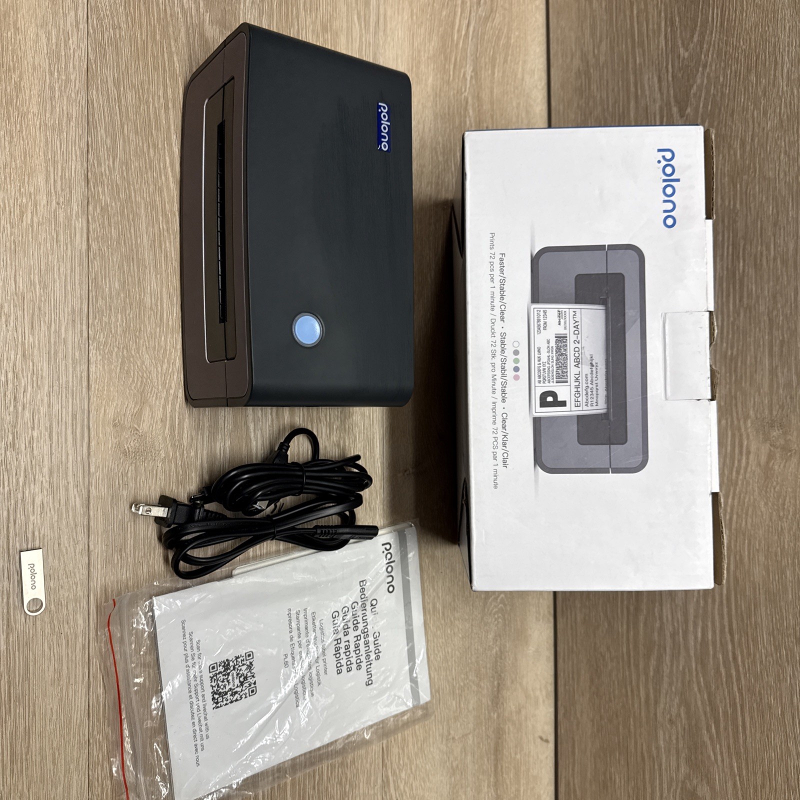 Polono Logistics 4x6 Label Printer, Gray – Works with Windows & Mac - NEW 