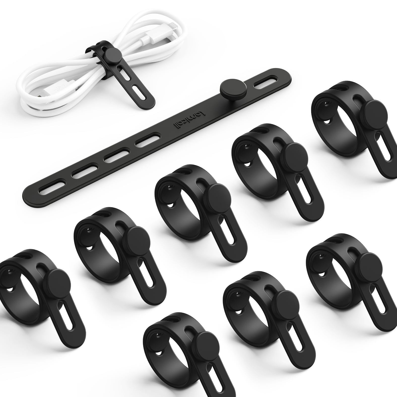 Lamicall 10 Pack Silicone Cable Ties Reusable Cord Organizer Lock Buckle