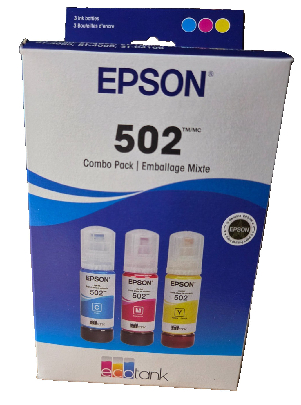 Epson T502 Cyan/Magenta/Yellow Standard Yield Ink Cartridge Refill, 3/Pack #A2-1