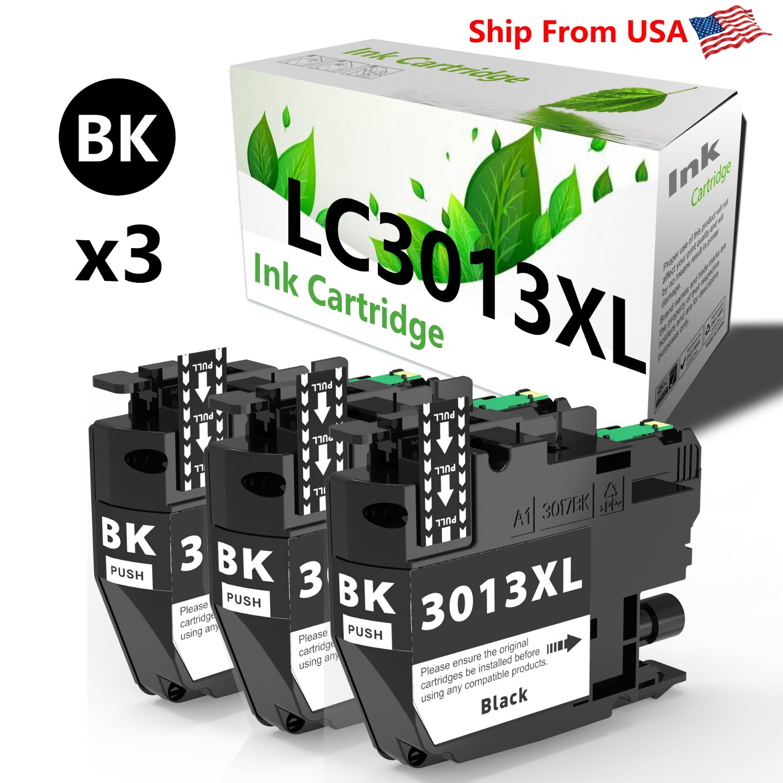 3PK LC3013 Black Ink Cartridge LC3013BK for MFC-J690DW J895DW