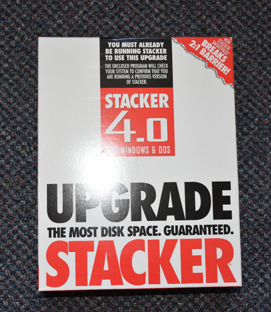 STACKER 4.0 UPGRADE PC DOS/Windows 1994 Full Retail Box