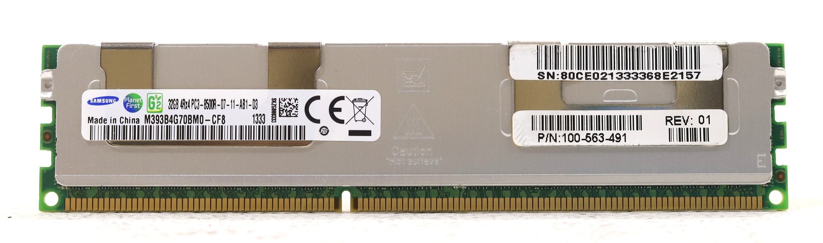 Samsung 32GB 4Rx4 PC3-8500R-07-11-AB1-D3 ECC REG Server RAM P/N:M393B4G70BM0-CF8