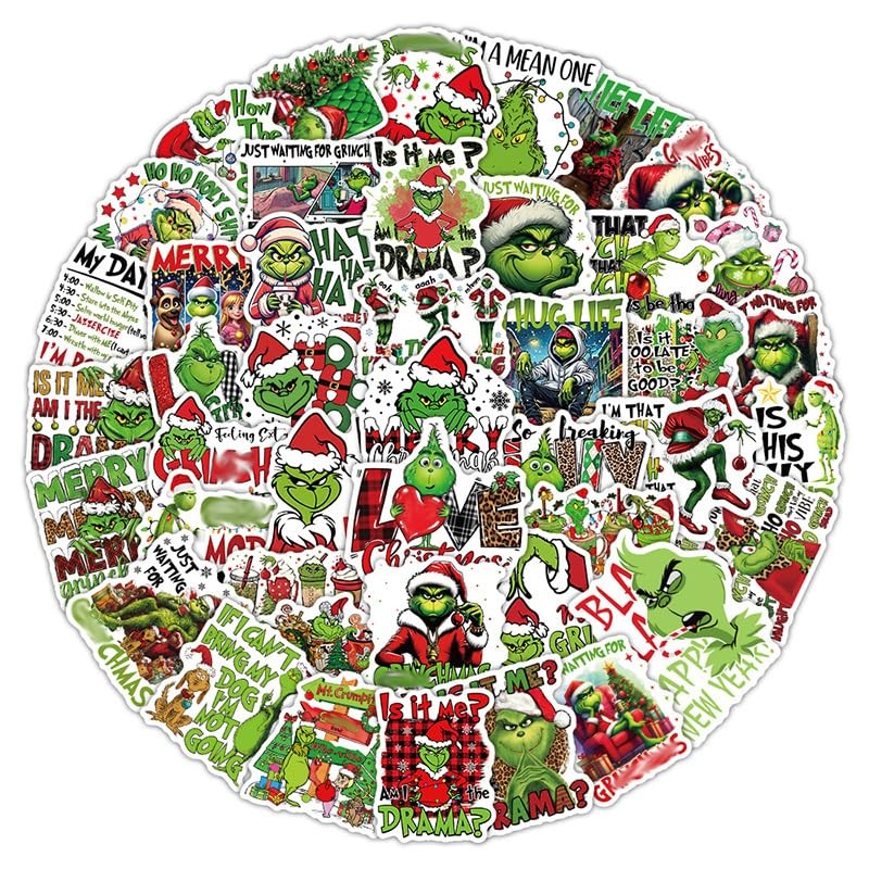 50PCS Christmas Custom Stickers Decals Cute Tree Red and Green