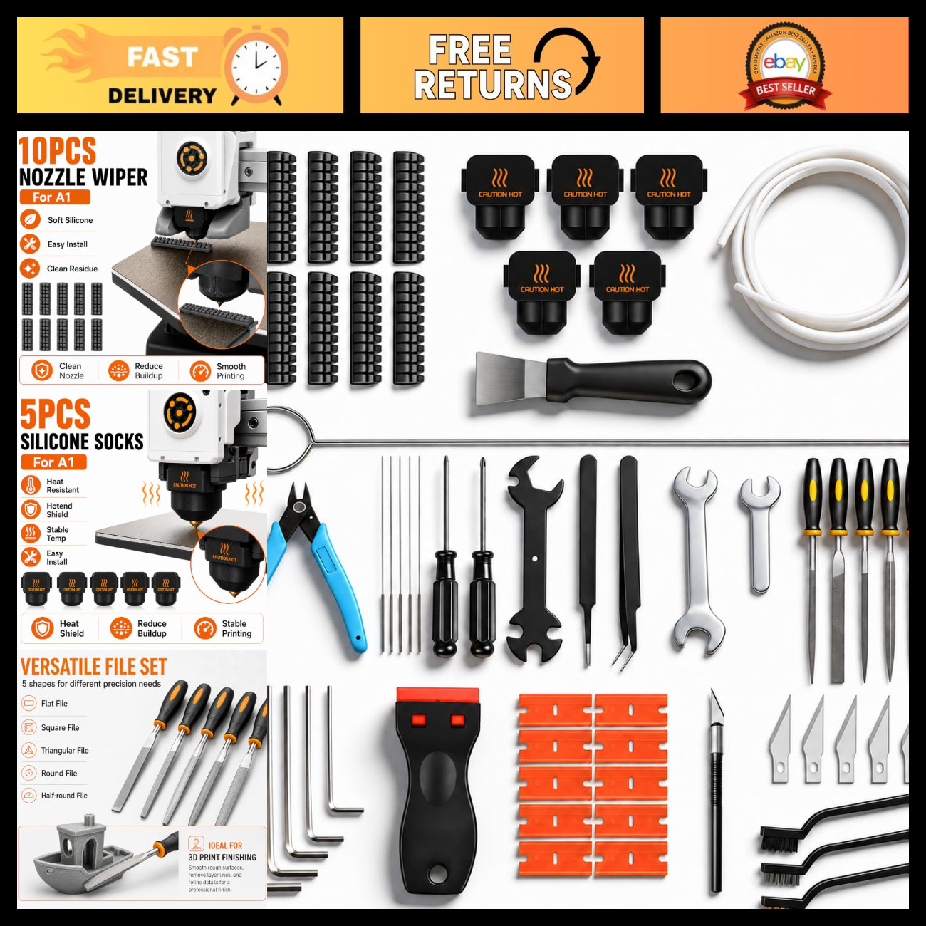 61-Piece 3D Printer Tool Kit, Maintenance Set for A1/A1 Combo, Essential Tools