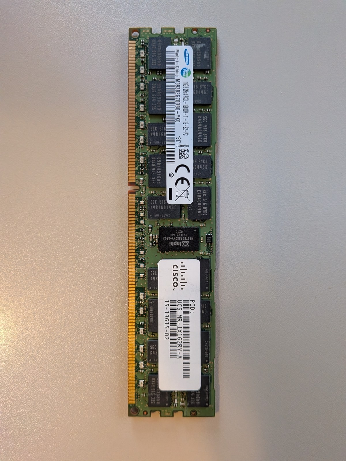 Samsung 16GB 2Rx4 PC3L-12800R DDR3 ECC REG Server RAM M393B2G70DB0-YK0 Cisco