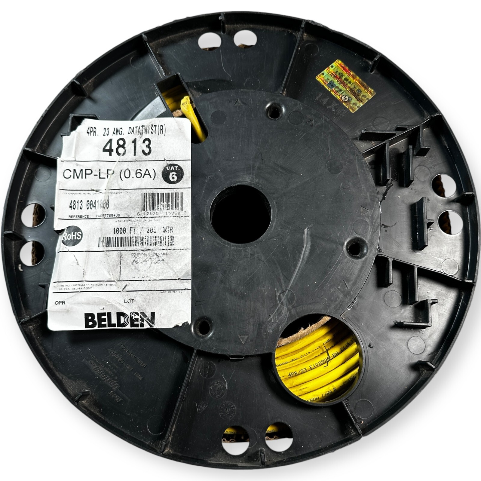 Belden Cat 6+ Plenum 4813 0041000 Enhanced 4 pair CMP-LP 1000ft Spool Yellow