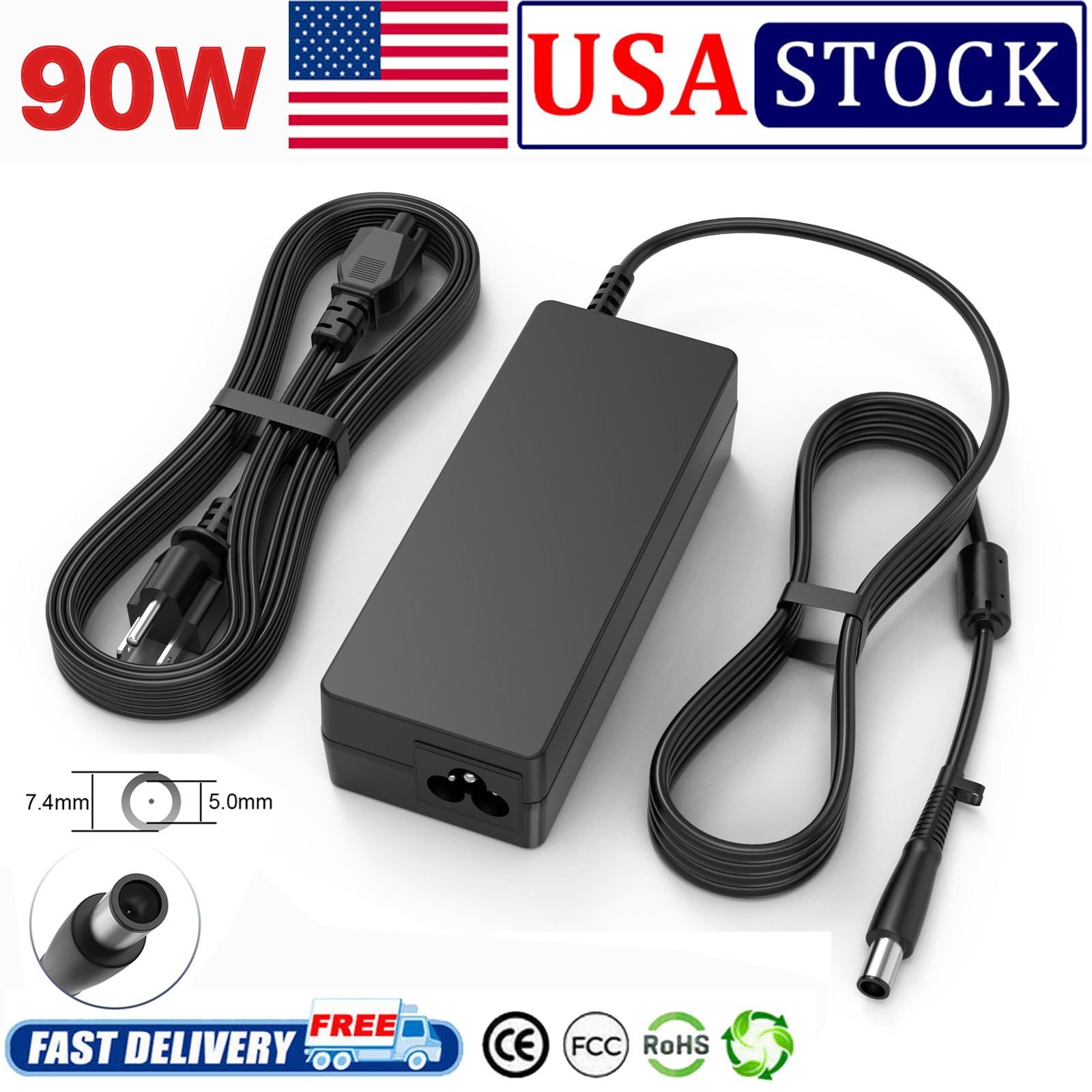90W AC Adapter Charger For HP ProBook EliteBook Series 19V 4.74A +Cord 7.4*5.0mm