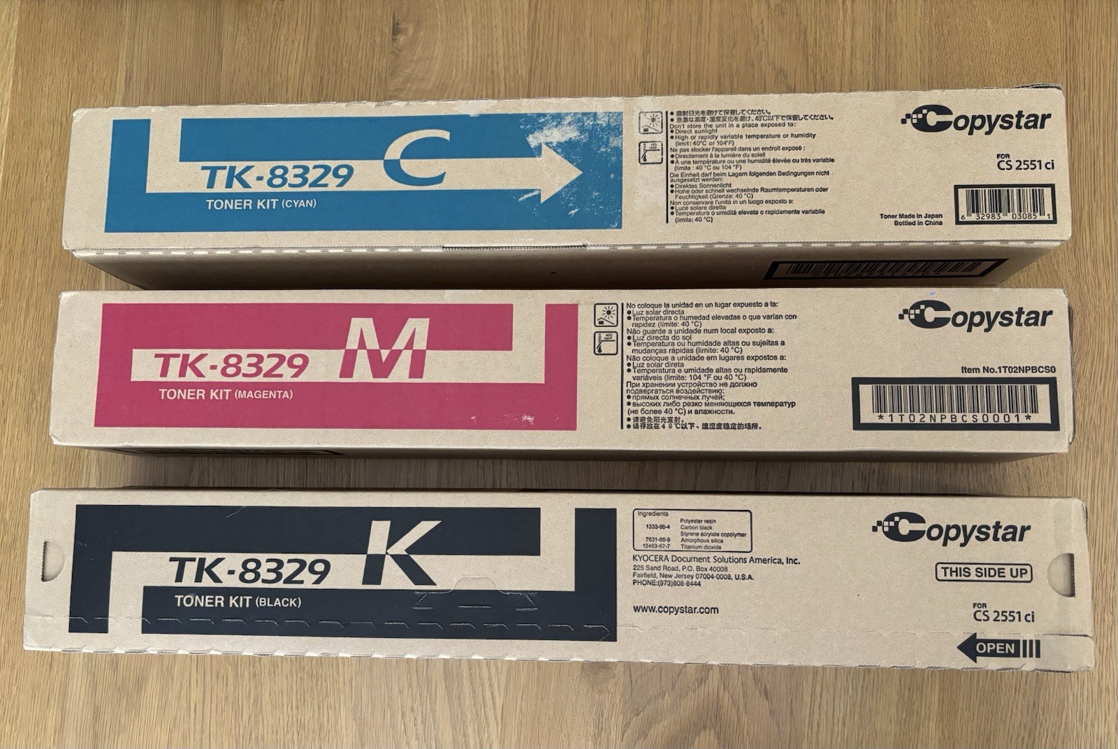 TK-8329 Kyocera Genuine Toner Kits 3 Color Set - Black Magenta Cyan -New in Box