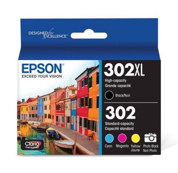 Epson T302XL-BCS 302/302XL 5-Pack High-Yield and Standard Capacity Ink