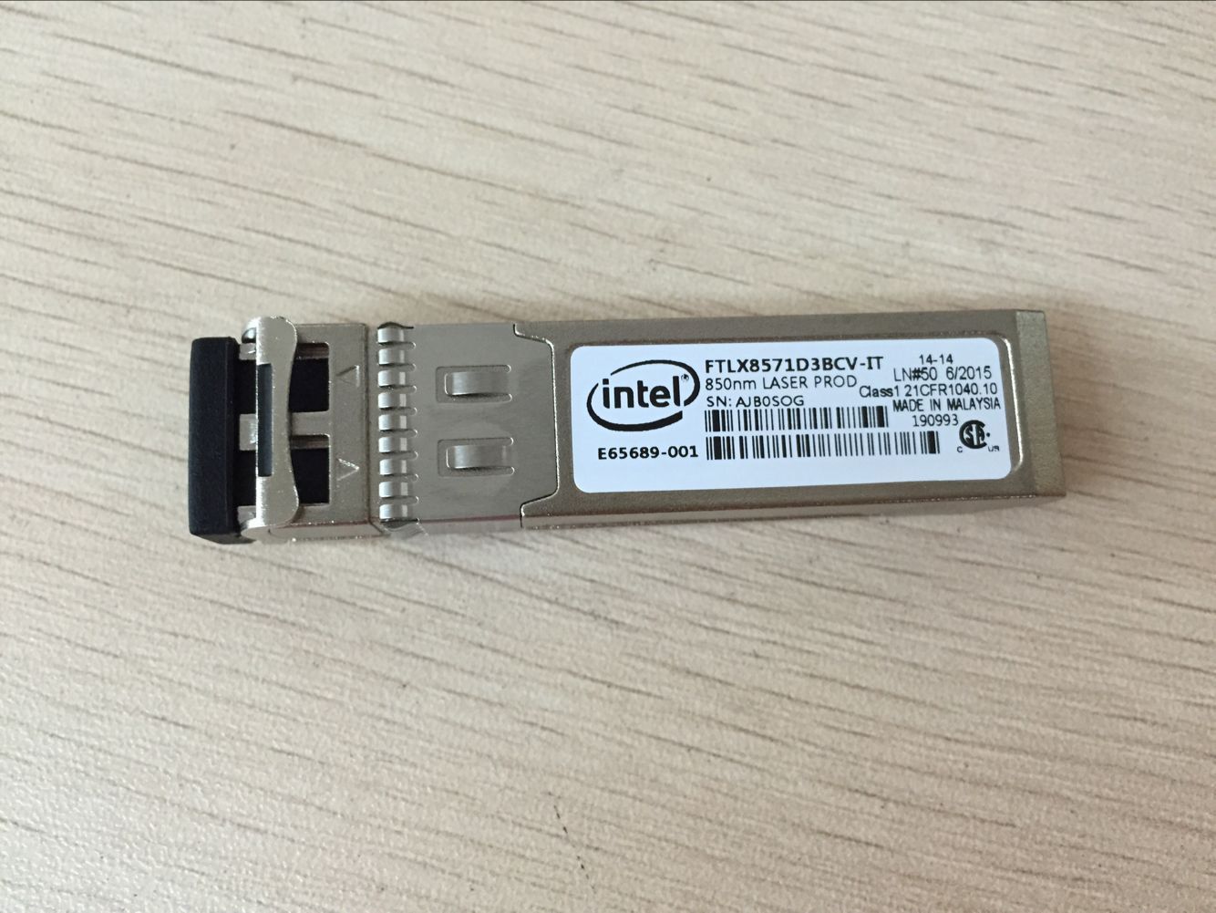 Intel FTLX8571D3BCV-IT E10GSFPSR E65689-001 Ethernet SFP SR for X520-DA2/SR2-