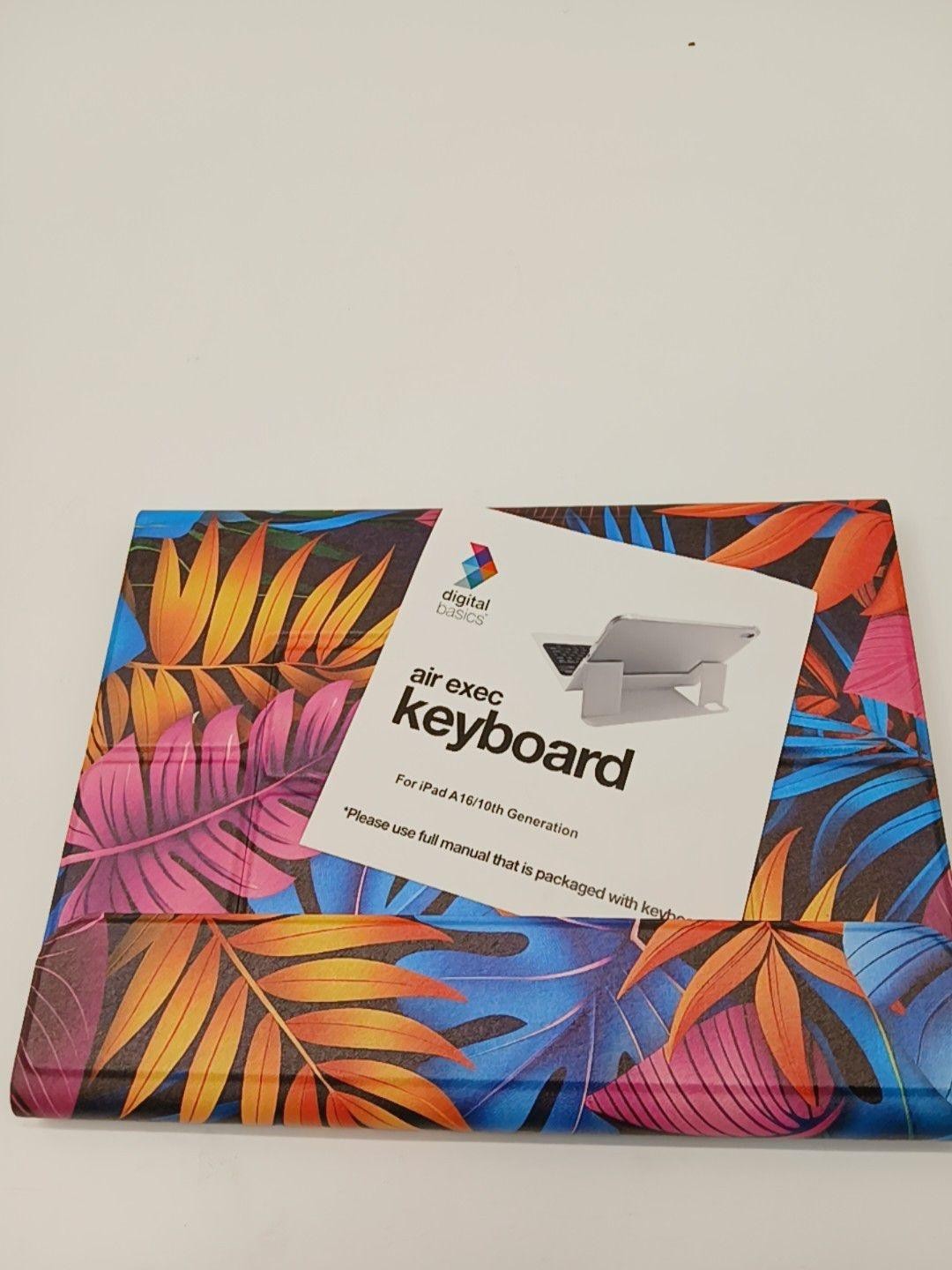 Digital Basics Air Exec Keyboard Case IPad A16/10th Gen Tropical Multicolor