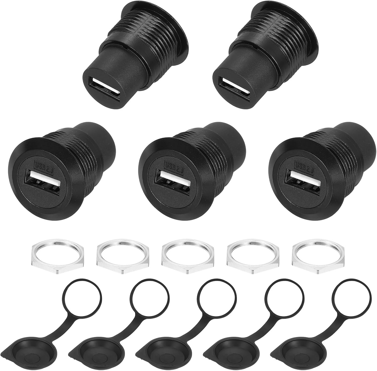 5Pcs USB 2.0 Panel Mount Coupler, USB Pass through Connector