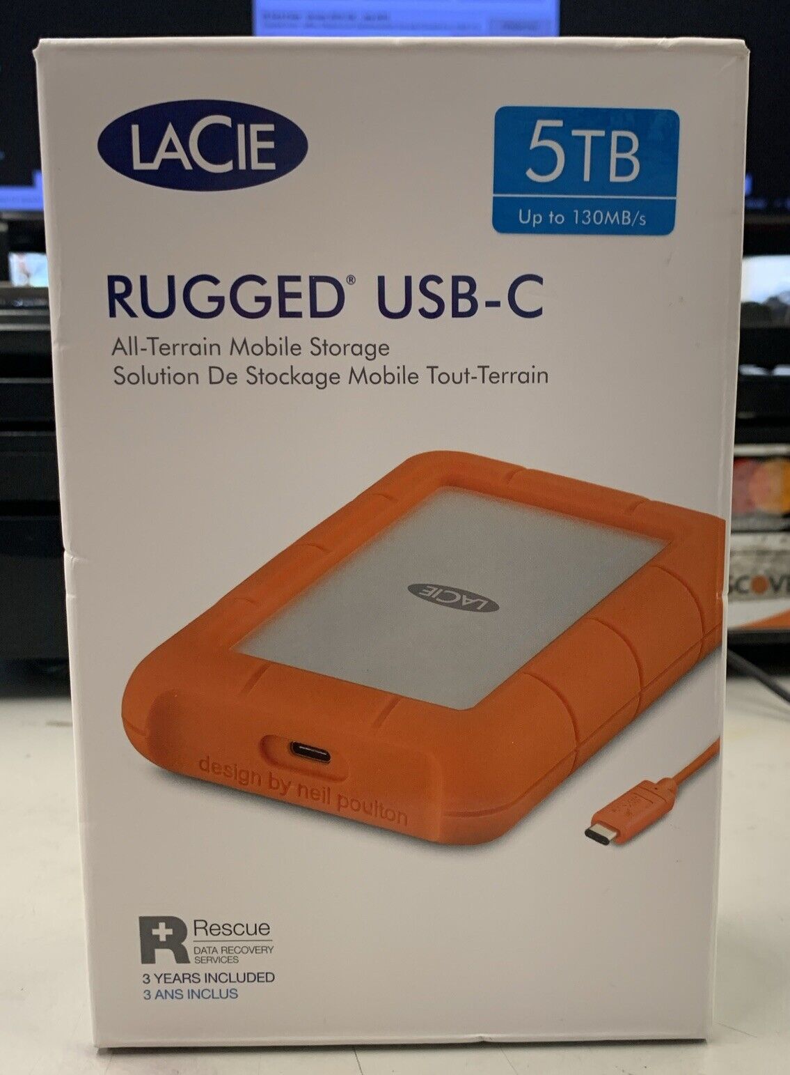 LaCie Rugged USB-C 5TB Portable Hard Drive