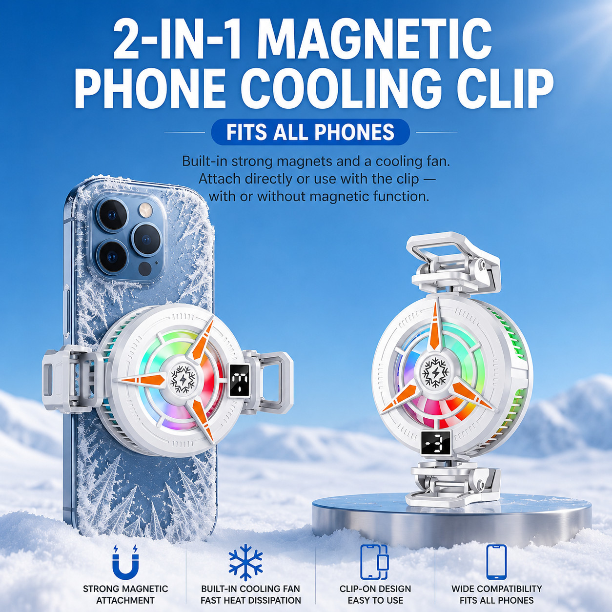 TL25 TL07 Semiconductor Phone Cooler 5V3A Powerful Cooling Magnetic & Clip 