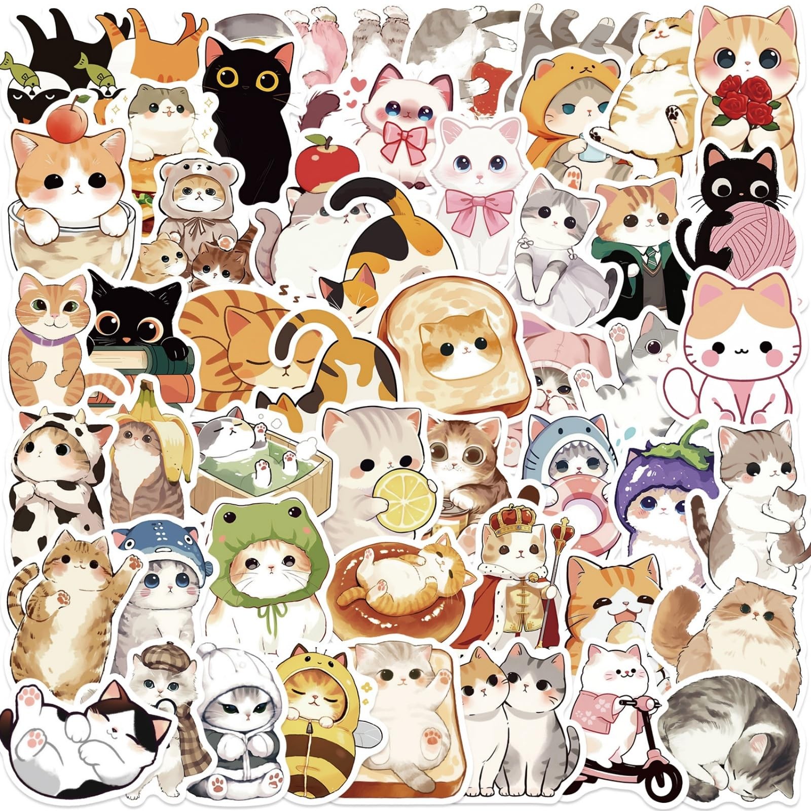 50PCS Cat Stickers, Cute Stickers for Kids