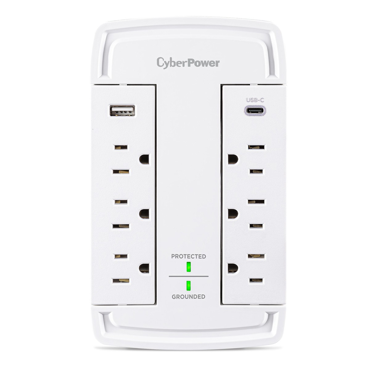 CyberPower CSP6WSUC 6-Outlet Wall-Tap Surge Protector with USB-A and USB-C Port,