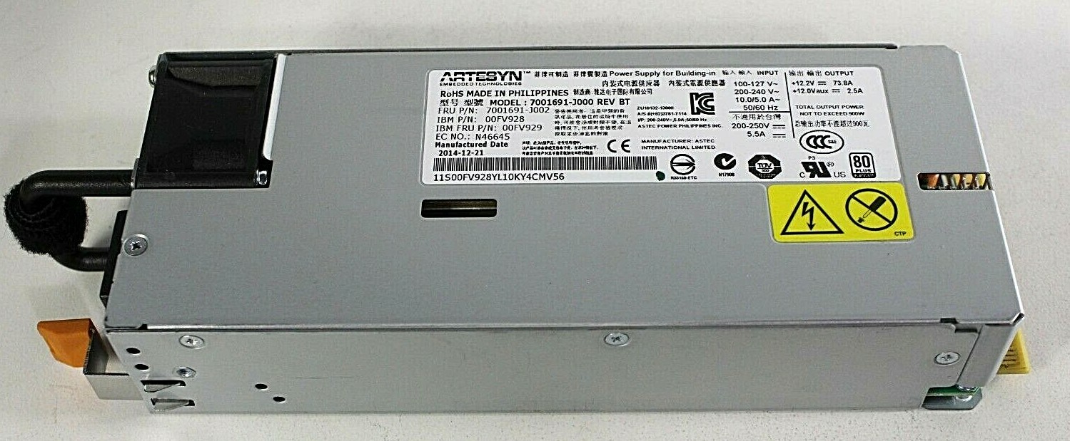 00FV929 900W IBM FlashSystem V840 (2B1D) 80+ Platinum PSU 00FV928, 7001691-J002