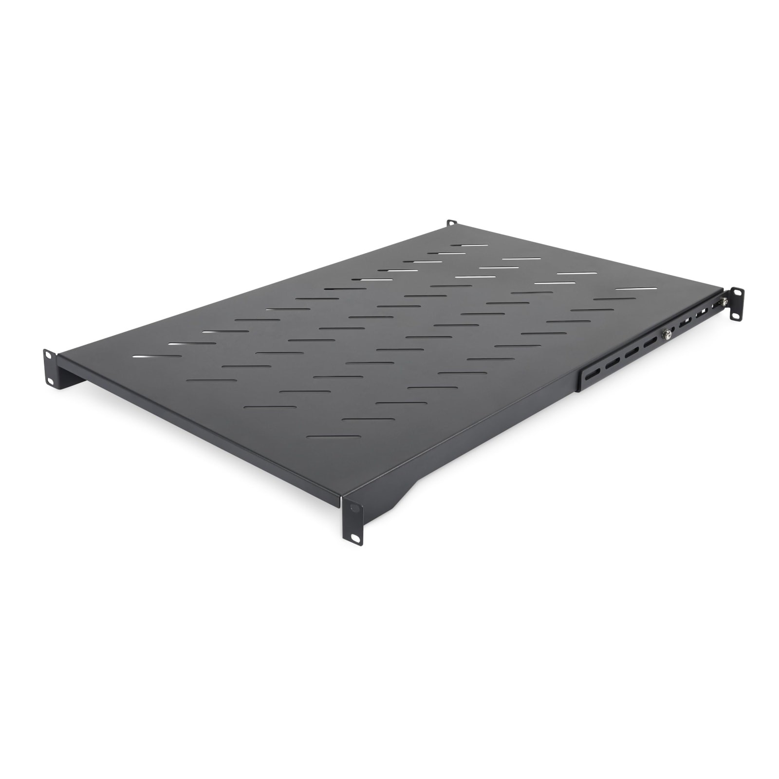 StarTech 1U 4-Post Vented Server Rack Shelf 28-34.4in 150lb Black ADJSHELFV-RACK