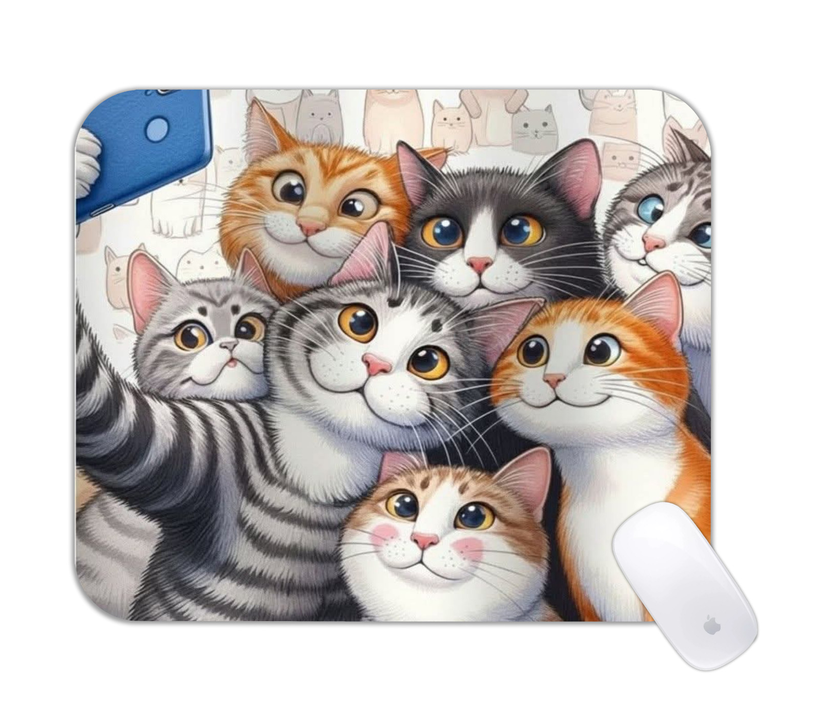 Cute Cartoon Cat Selfie Desk Mat Non-Slip Gaming Mouse Pad