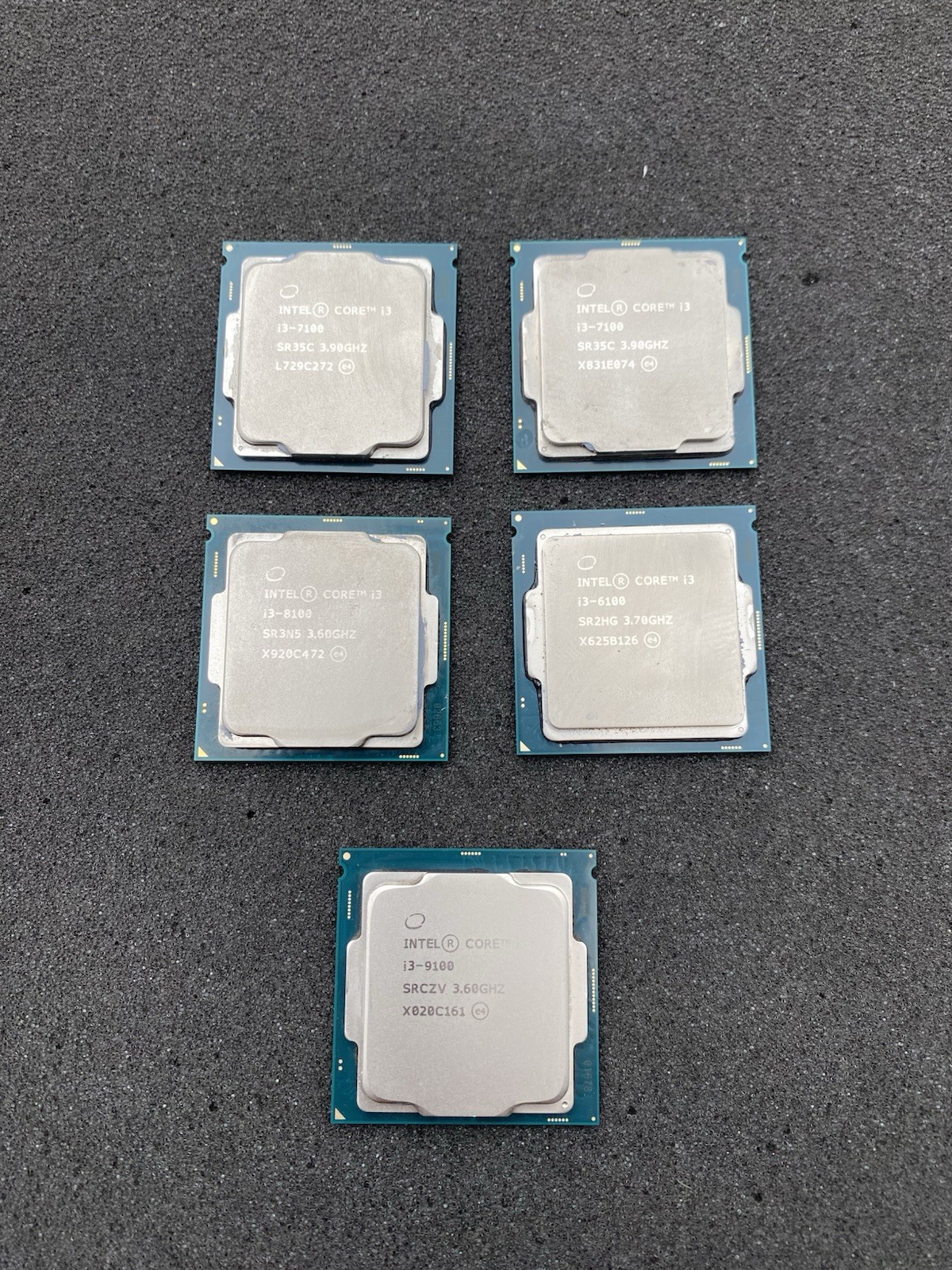 Lot of 5 Various Intel CPUs 1x i3-9100 | 1x i3-8100 | 1x i3-6100 | 2x i3-7100