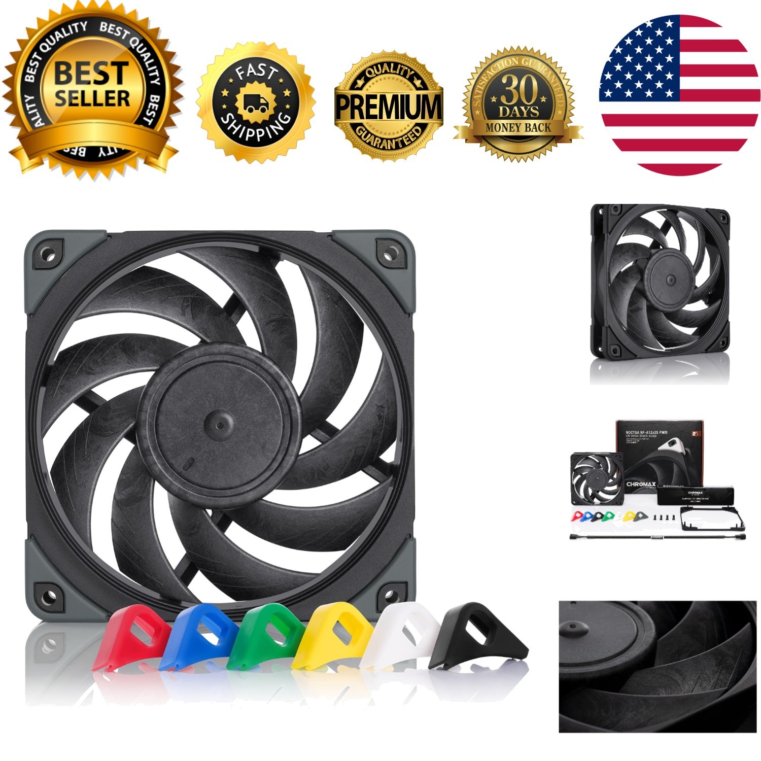 NF-A12x25 PWM chromax.Black.swap,  Quiet Fan, 4-Pin 120mm, Black