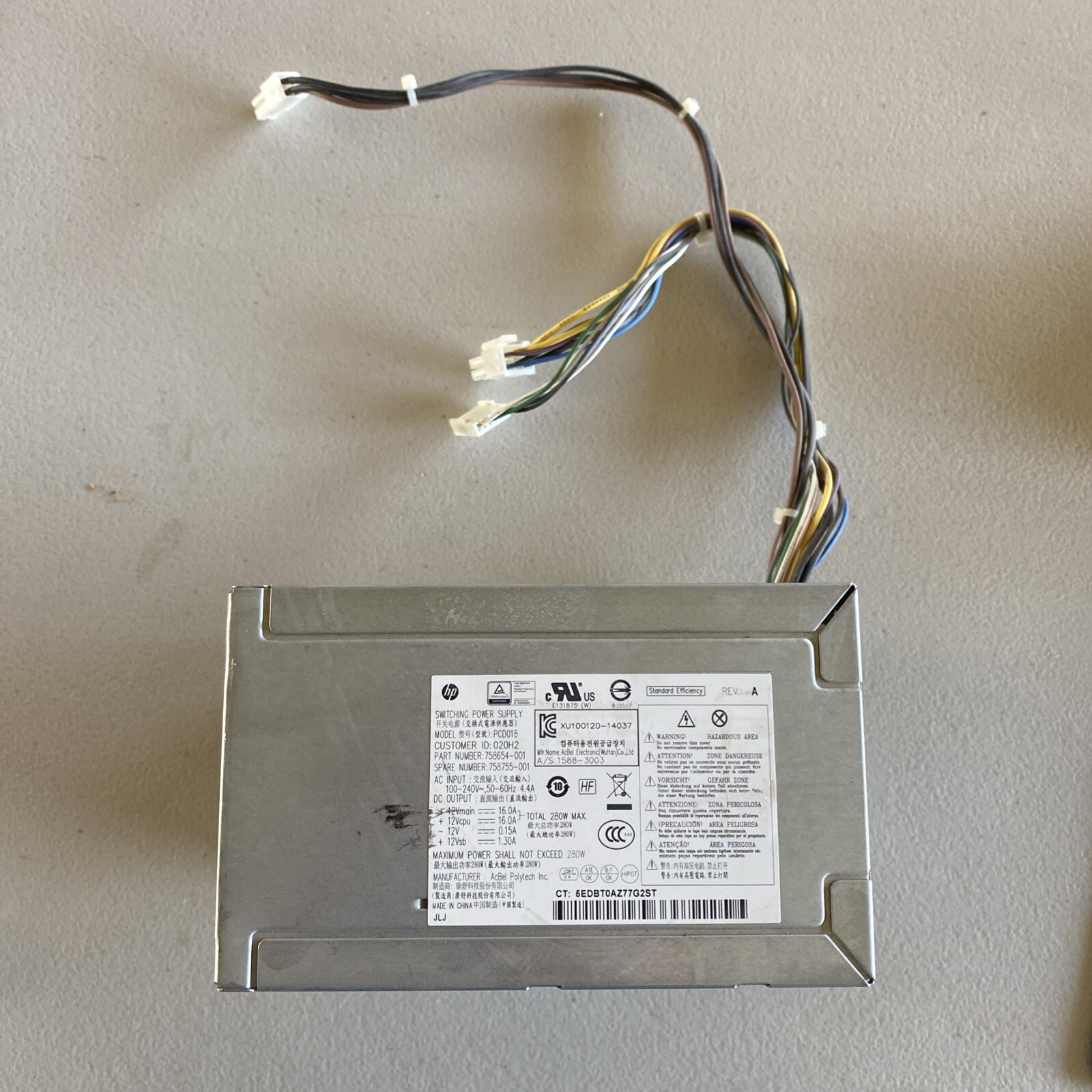 For HP 600 680 705 800 G1 G2 MT 280W Power Supply PCD018 758654-001 758755-001