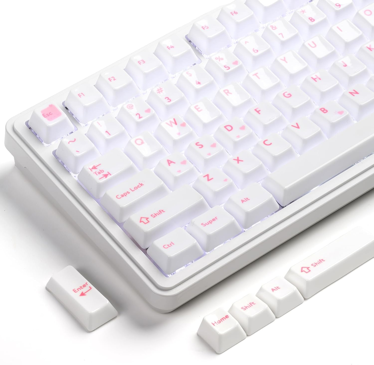 XVX Genuine Ceramic Keycaps,120 Keys Crush Pink Cherry Profile Keycaps for MX Ma
