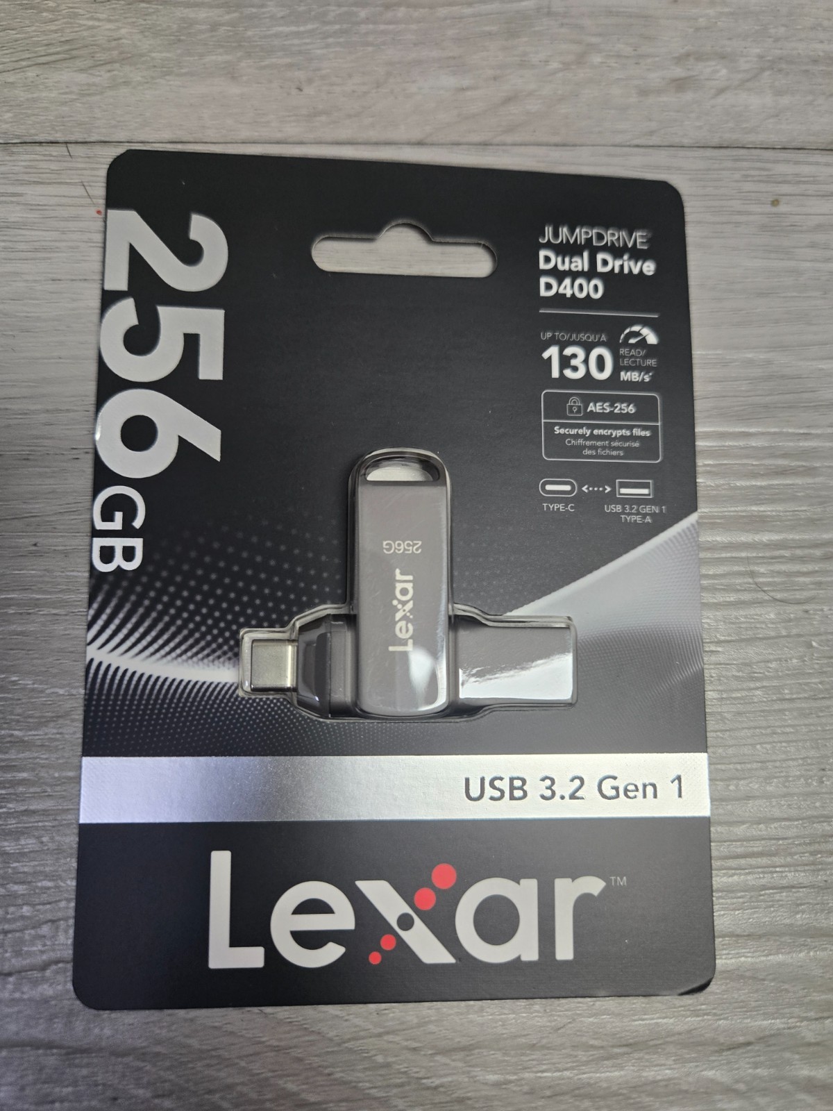 New SEALED Lexar Dual Jump Drive D400 USB 3.2 Gen1 LJD400256G-BNQNU