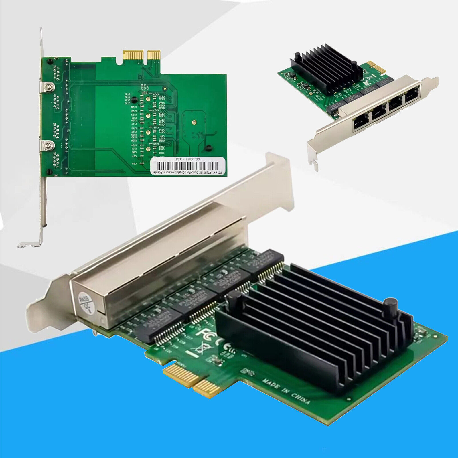 4-Port Gigabit Ethernet PCI-e PCIe x1 Network Adapter Card NIC Realtek Chipset