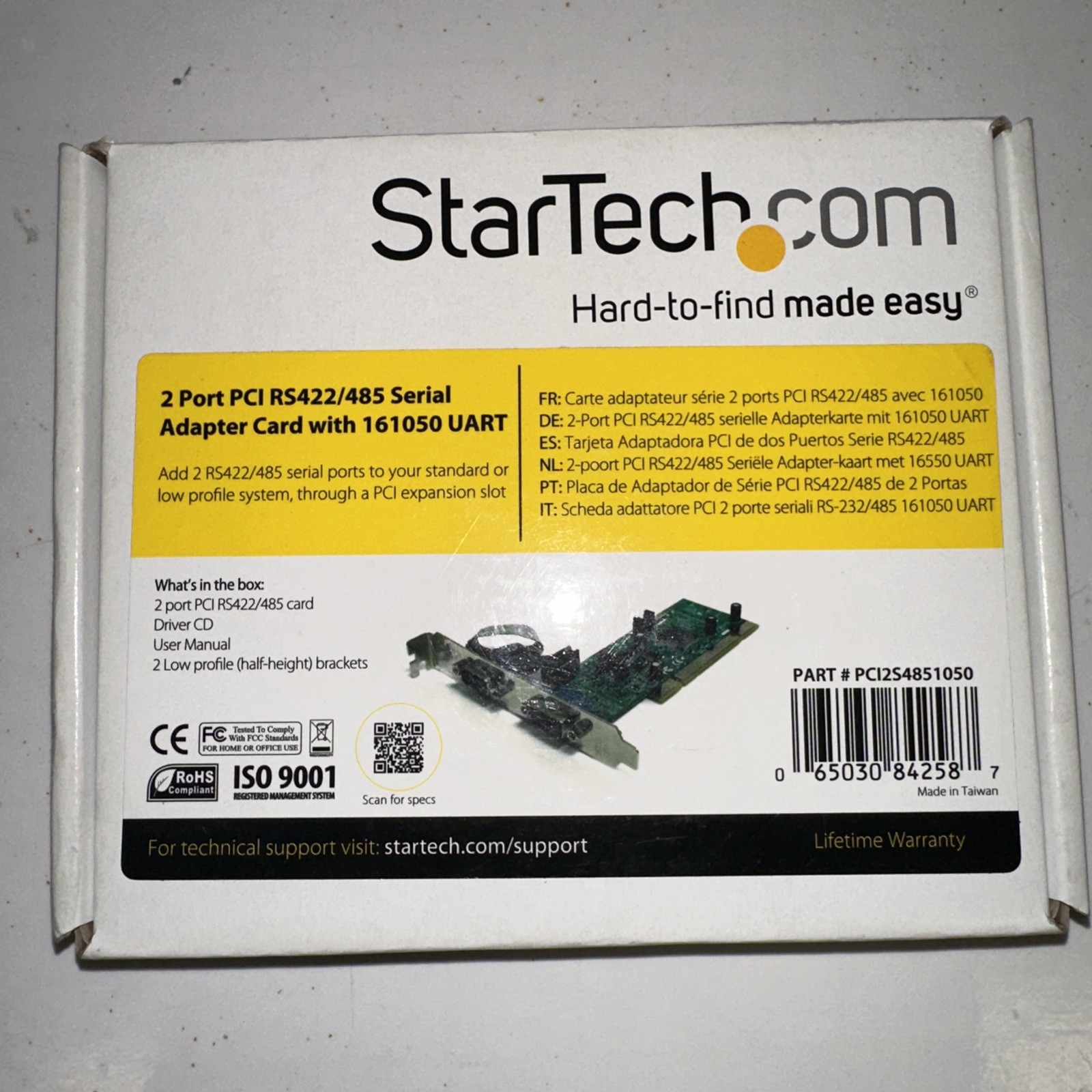 StarTech.Com 2 Port PCI RS422/485 Serial Adapter Card pci2s4851050