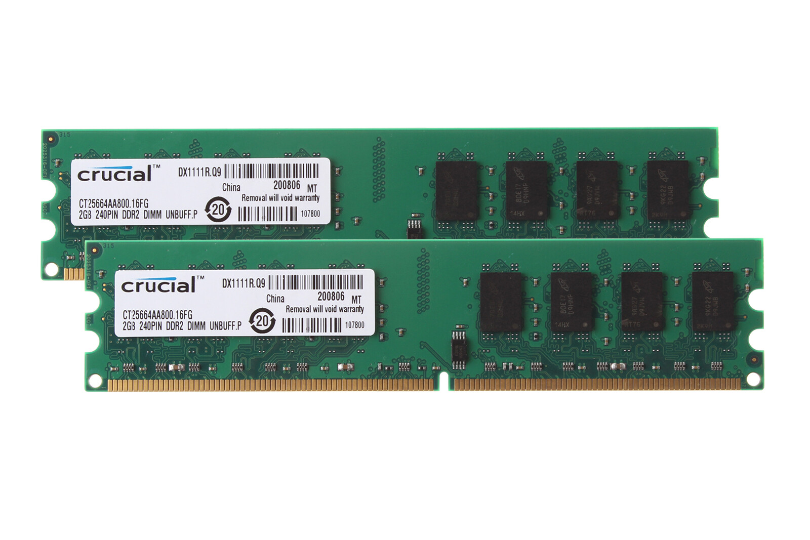 4GB Crucial 2PCS 2GB DDR2 800MHz PC2-6400 1.8V Desktop RAM DIMM Memory PC6400