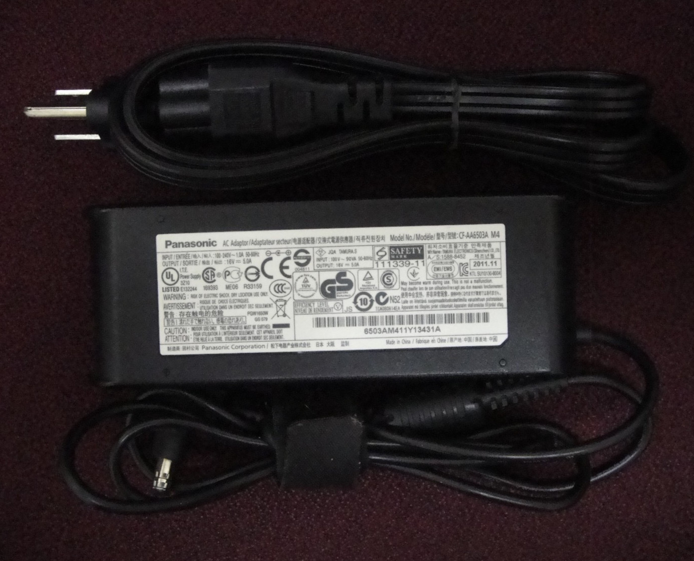 Genuine Panasonic Toughbook CF-AA6503A M4 AC Power Adapter Charger 16V 5.0A