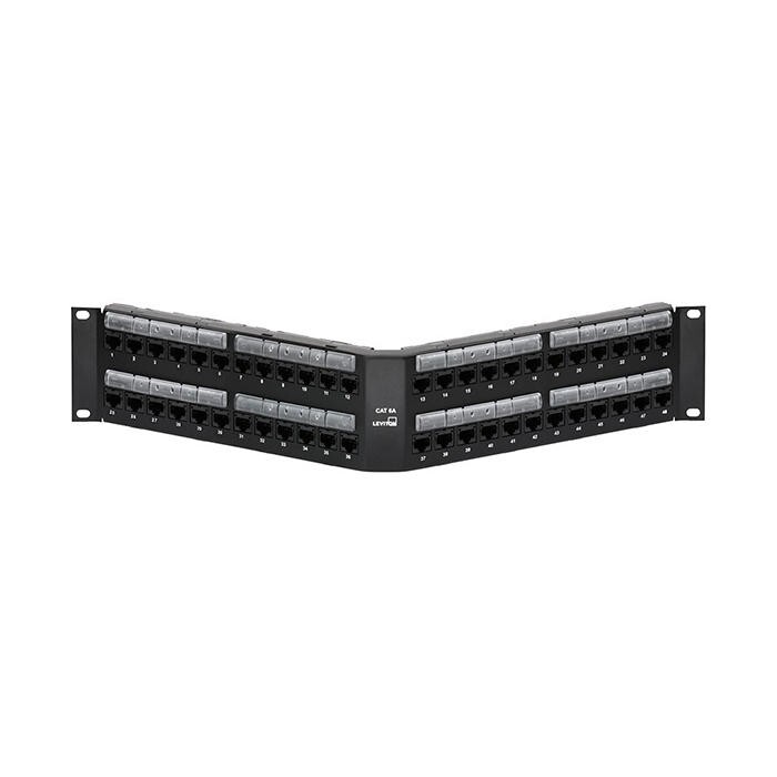 Leviton 6A587-U48 48-Port 2RU Patch Panel Cat 6A UTP Angled 110-Style Black