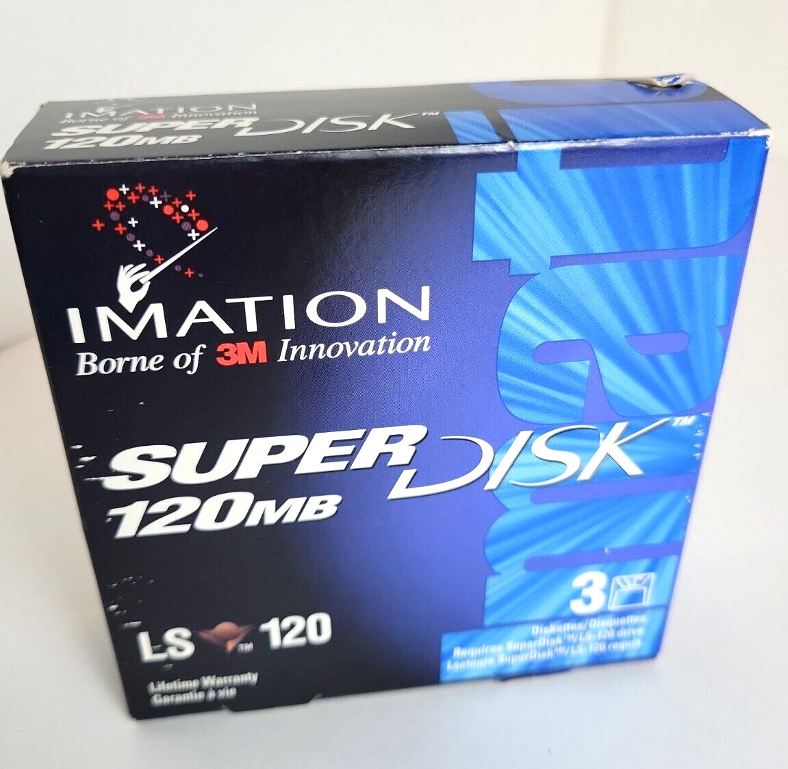Imation® SuperDisk™ 120MB (3pk) LS-120 DISKETTES w/Jewel Cases - New & Sealed