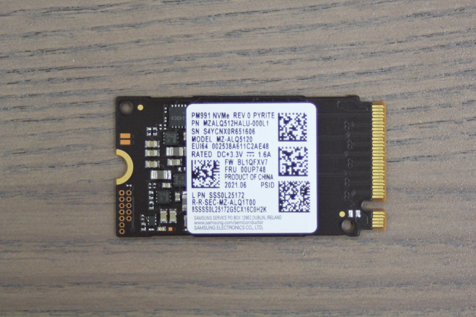 Samsung PM991 PM991a - 512GB SSD M.2 2242 MZALQ512HALU-000L1 - MZ-ALQ5120