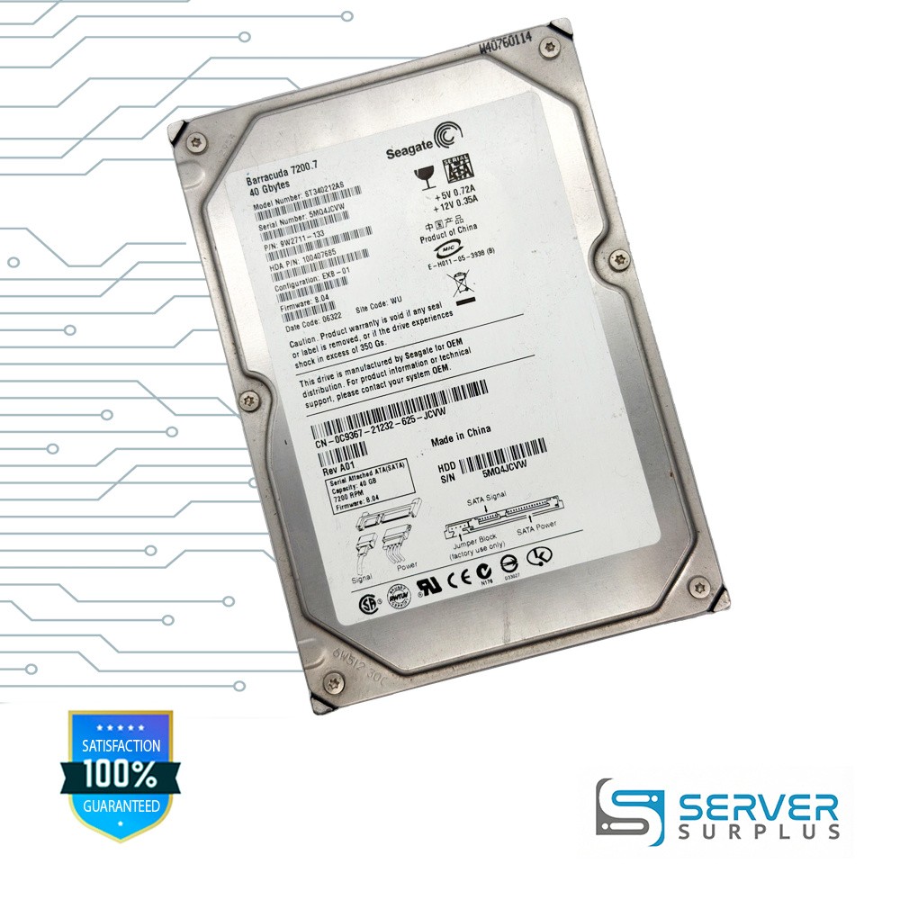 Seagate Barracuda 7200.7 40GB SATA 7200 RPM 3.5 in Enterprise HDD | ST340212AS