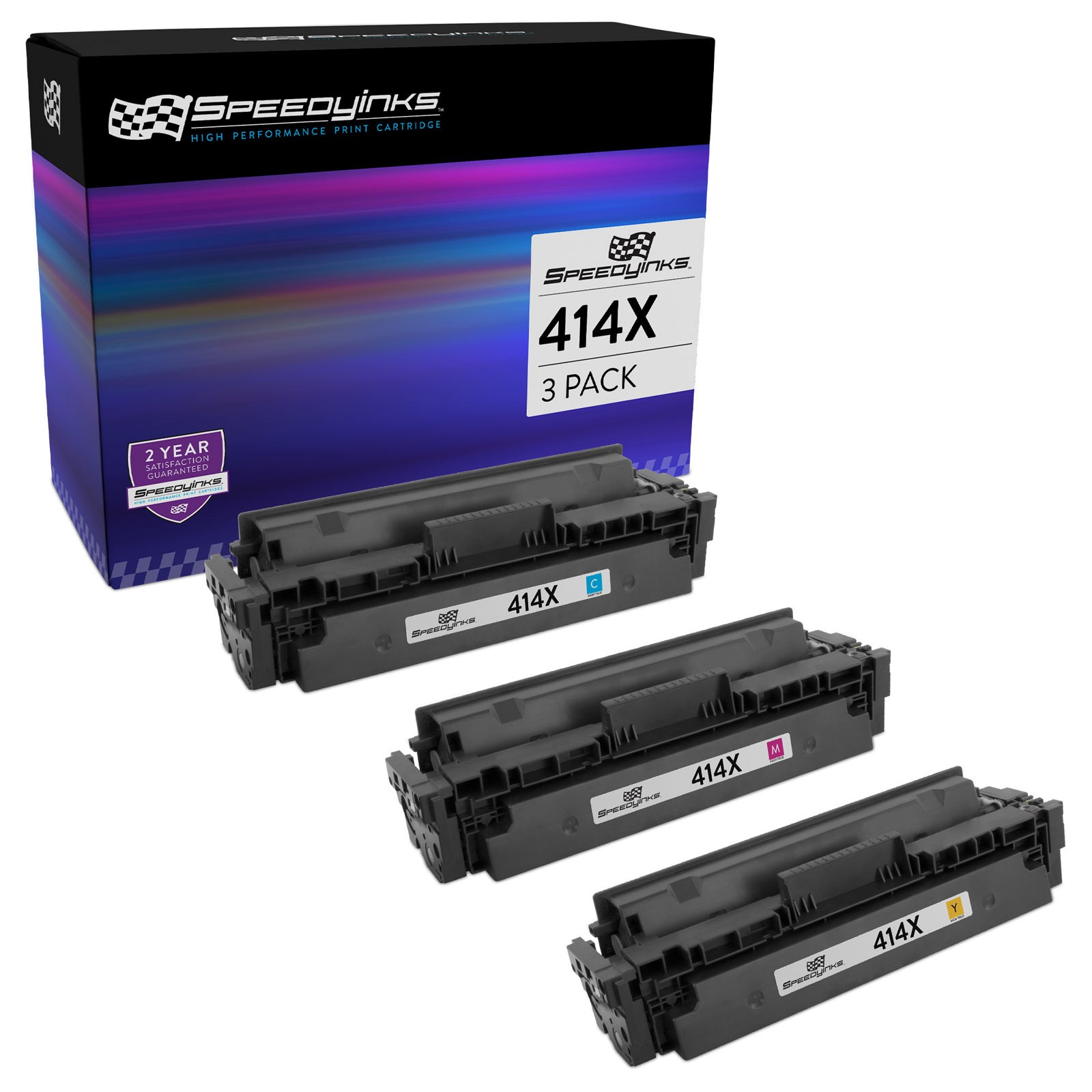 Speedy Replacement for HP 414X Cyan Magenta Yellow 3PK Toners for M454dn M479fdw