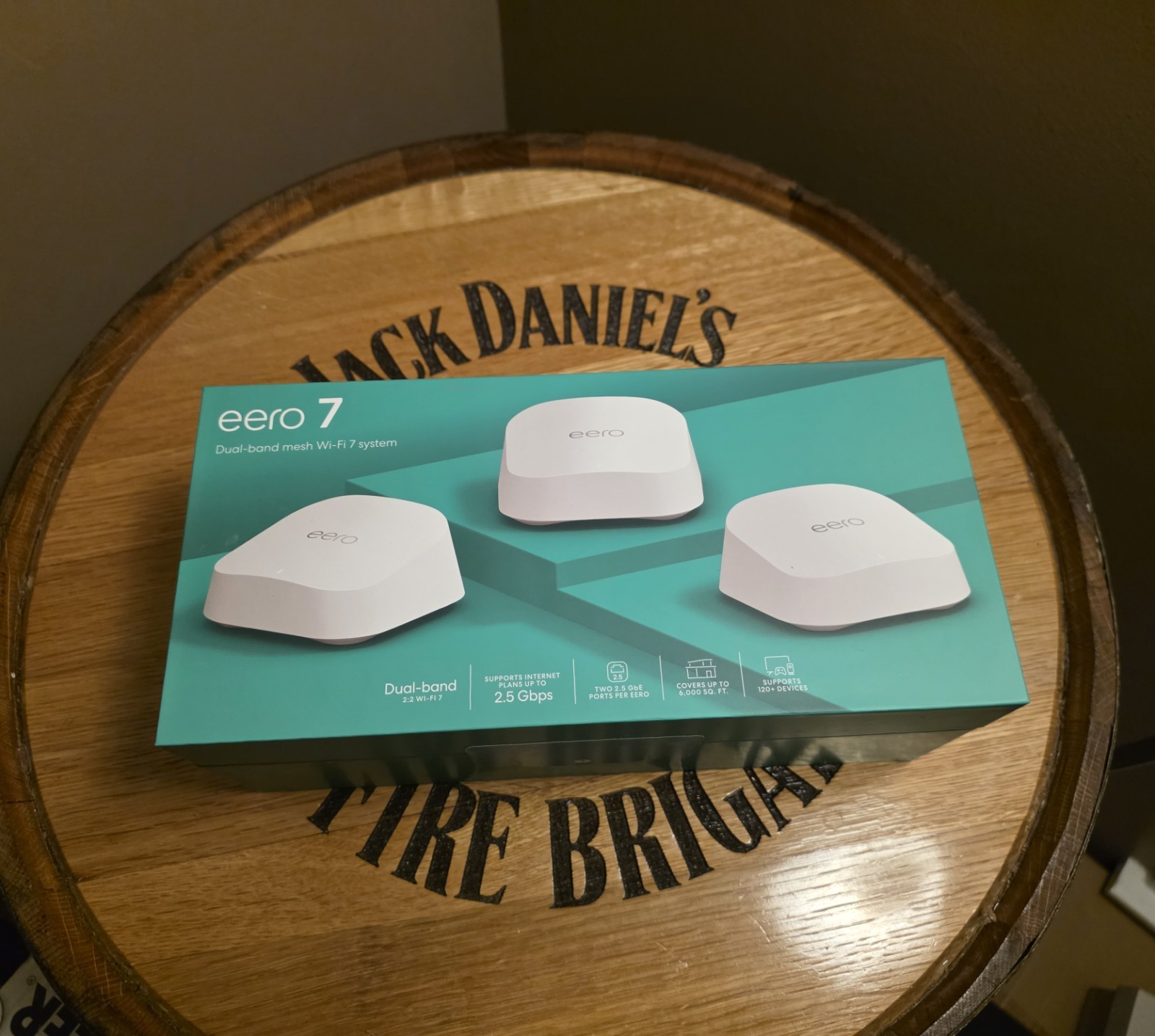 eero 7 Dual-Band MESH WI-FI SYSTEM (3-Pack), Up to 2.5Gbps, 6,000 sq.ft - White