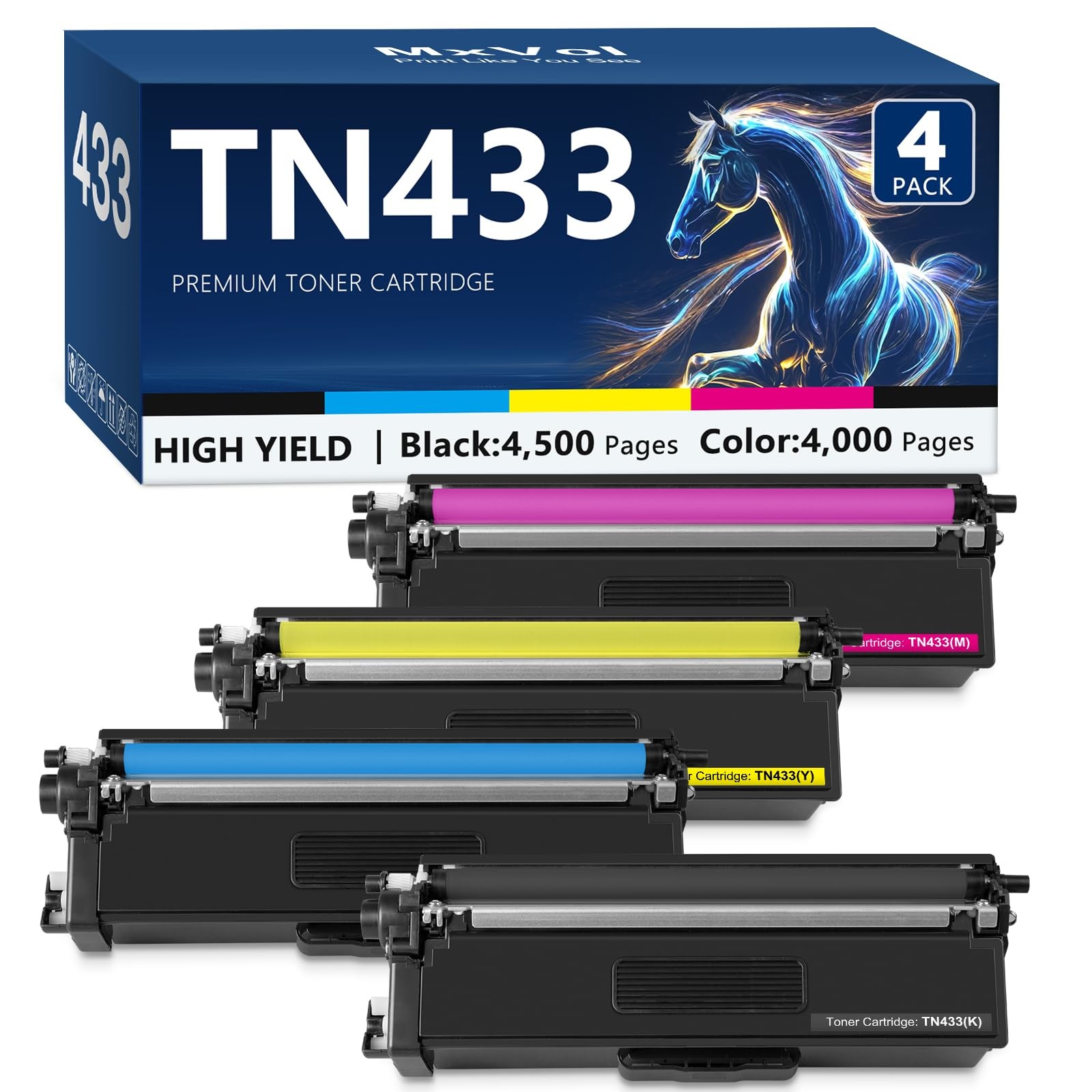 TN433 Toner Cartridge Set Replacement for Brother TN-433 TN431 Toner Cartridg...